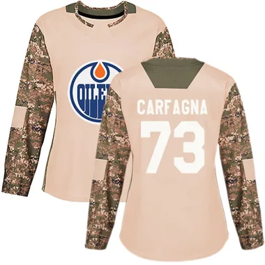 Authentic Damien Carfagna Camo Edmonton Oilers Veterans Day Practice Jersey - Women's