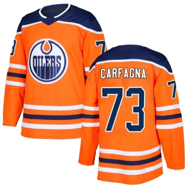 Authentic Damien Carfagna Orange Edmonton Oilers r Home Jersey - Men's