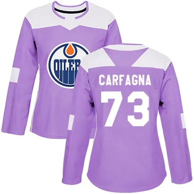 Authentic Damien Carfagna Purple Edmonton Oilers Fights Cancer Practice Jersey - Women's