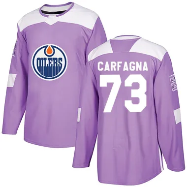 Authentic Damien Carfagna Purple Edmonton Oilers Fights Cancer Practice Jersey - Youth