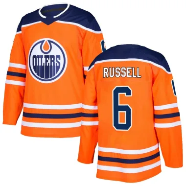 Authentic Kris Russell Orange Edmonton Oilers r Home Jersey - Youth