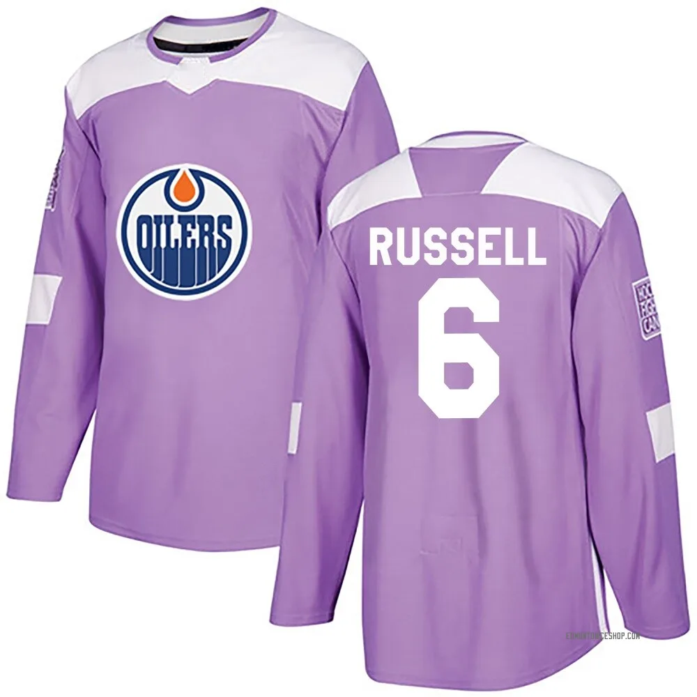 Authentic Kris Russell Purple Edmonton Oilers Fights Cancer Practice Jersey - Men's