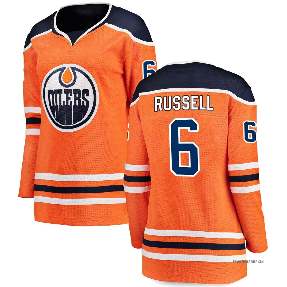 Breakaway Kris Russell Orange Edmonton Oilers Home Jersey - Women's