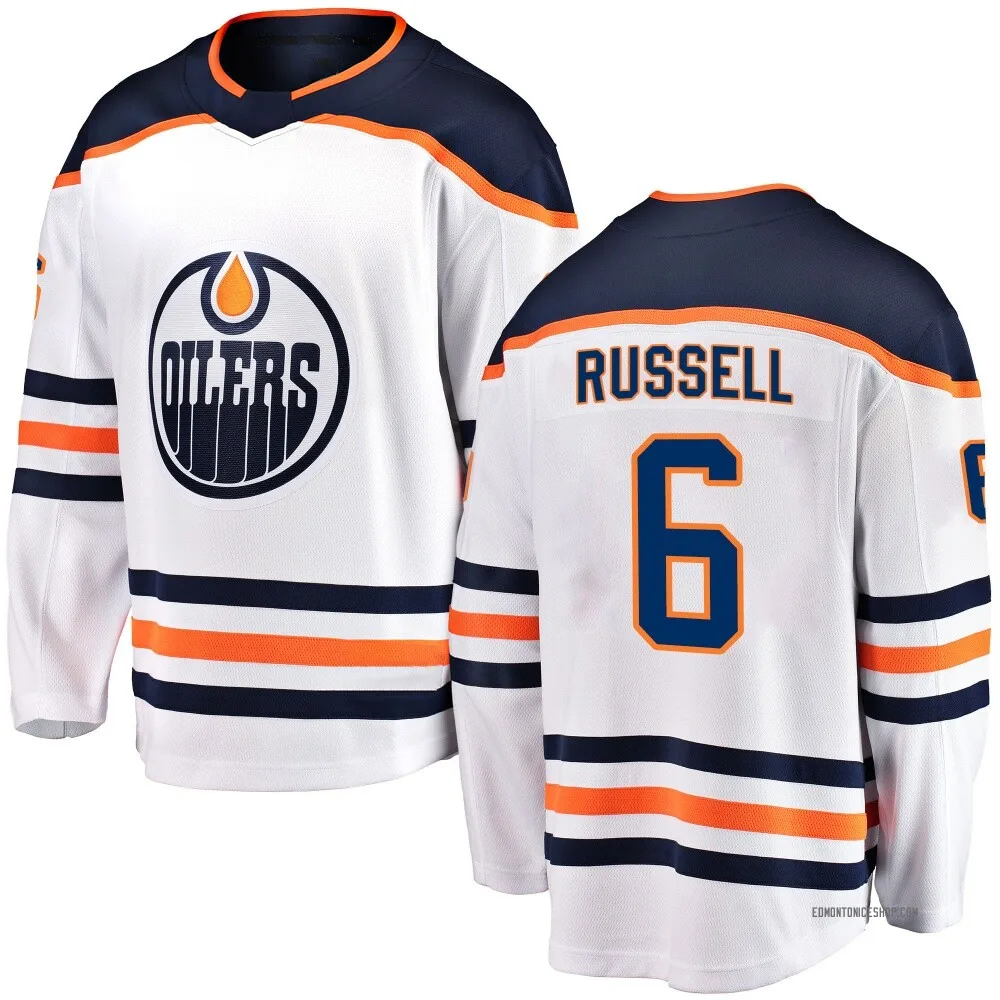 Breakaway Kris Russell White Edmonton Oilers Away Jersey - Men's